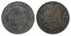 Taxis Franz von (1459-1517) - auf seinen 450. Todestag - 1967 - Medaille  vz-stgl