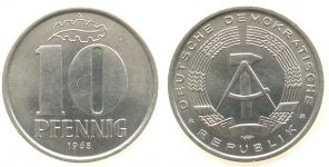 DDR - 1965 - 10 Pfennig  vz-stgl