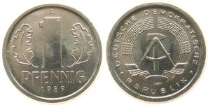 DDR - 1989 - 1 Pfennig  stgl