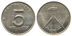DDR - 1952 - 5 Pfennig  stgl