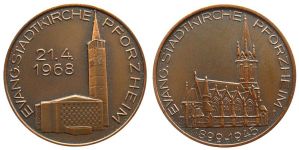 Pforzheim Evangelische Kirche - 1968 - Medaille  vz
