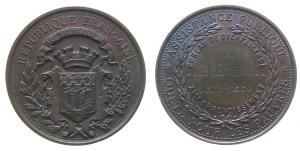 Paris - auf das Wohlfahrtsbüro des 11. Bezirks - 1880 - Medaille  vz