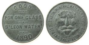 St. Leon Mineral Water Co. - Good for one glas St. Leon water - 1890 - Jeton  ss+