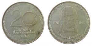 Baden-Baden  - 200 Jahre Casino - 1950 - Jeton zu 20 Mark  vz-stgl