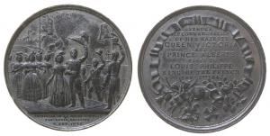 Victoria (1837-1901) - auf den Besuch im Chateau d'Eu beim französischen König Louis Philippe - 1843 - Medaille  ss+