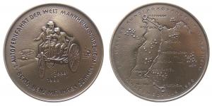 Mannheim - Pforzheim - auf den 100. Jahrestag der 1. Autofernfahrt der Welt - 1988 - Medaille  vz-stgl