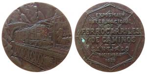 Santiago - auf die dritte Südamerikanische Eisenbahnausstellung - 1929 - Medaille  ss