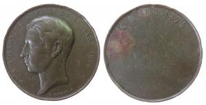 Napoleon III. - auf den 18. Geburtstag seines Sohnes Eugene Napoleon - 1874 - Medaille  ss