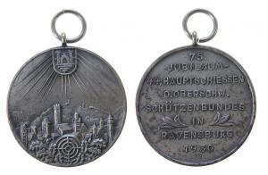 Ravensburg - auf das 75. Jubiläumsschießen - 1930 - tragbare Medaille  fast vz
