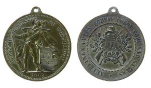 Wiesbaden - auf das Verbandsschießen - 1889 - tragbare Medaille  vz