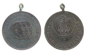 Wilhelm II (1888-1918) - 25 Jahrfeier der Wiederbegründung des Deutschen Reiches - 1895 / 96 - tragbare Medaille  ss+