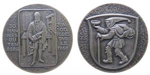 Gutenberg Johann (um 1400-1468) - auf den 500. Todestag - 1968 o.J. - Medaille  vz-stgl