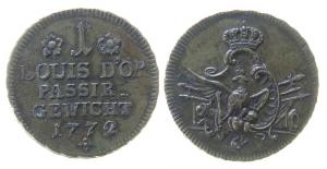 Friedrich II. (1740-1786) - 1772 - Passiergewicht zu einem Louis d'or  ss+