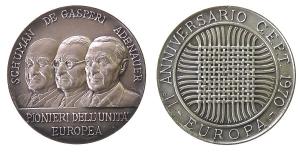 Adenauer - Schumann - de Gasperi - die Gründerväter der Europäischen Union - 1970 - Medaille  vz-stgl