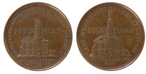 Frankenstein und Zadel - auf den Wiederaufbau nach den Stadtbränden - 1861 - Medaille  ss+