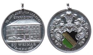 Weimar - auf das 75-jährige Jubiläums des real-Gymnasiums - 1931 - tragbare Medaille  vz-stgl