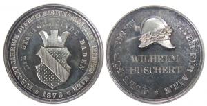 Baden - Baden - für 25-jährigen Dienst bei der Freiwilligen Feuerwehr - 1873 - Medaille  stgl / PP