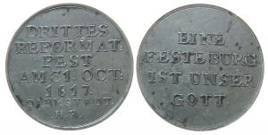 Luther Martin (1483-1546) - auf die 300 Jahrfeier der Reformation in Darmstadt - 1817 - Medaille  ss+