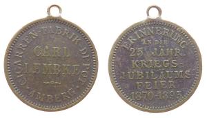 Amberg - Erinnerung an das 25. Kriegsjubiläumsfeier - 1895 - tragbare Medaille  ss