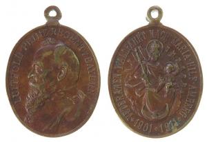 Luitpold (1887-1912) - auf die 10. Veteranenwallfahrt nach Maria Hilf in Amberg - 1911 - tragbare Medaille  ss+