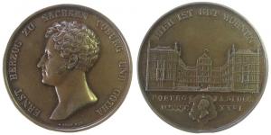 Ernst I. (1806-1844) - auf den Einzug in das neuerrichtete Schloß Ehrenburg - 1826 - Medaille  ss+