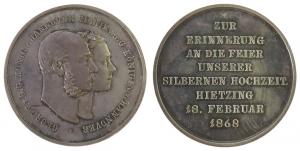 Georg V. (1851-1866) - auf seine Silberhochzeit mit Marie von Sachsen-Altenburg - 1868 - Medaille  fast stgl