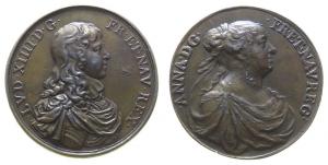 Louis XIV. (1643-1715) - auf die Vormundschaft durch seine Mutter Anna - o.J. - Medaille  ss+