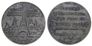 Paris - für den erfolgreichen Aufstieg auf die 2. Etage des Eiffelturms - 1889 - Medaille  vz