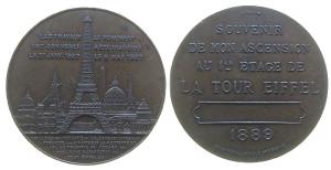 Paris - für den erfolgreichen Aufstieg auf die 1. Etage des Eiffelturms - 1889 - Medaille  vz