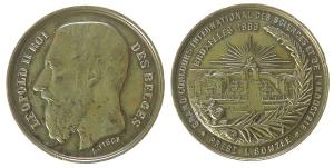 Leopold II. (1865-1909) - auf die internationale Wissenschaft- und Industrieausstellung in Brüssel - 1888 - Medaille  fast vz