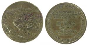 Eckernförde - auf die Zerstörung des dän. Linienschiffes Christian VIII. und d. Eroberung der Fregatte Gefion - 1849 - Medaille  ss