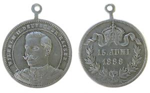 Wilhelm II - auf seinen Regierungsantritt - 1888 - tragbare Medaille  ss