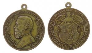 Friedrich Großherzog von Baden - auf das 500 Jubiläum der Universität Heidelberg - 1886 - tragbare Medaille  ss