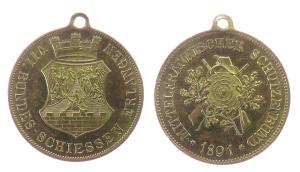 Erlangen - auf das 7. Bundesschiessen d. Mittelfränkischen Schützenbundes - 1891 - tragbare Medaille  vz