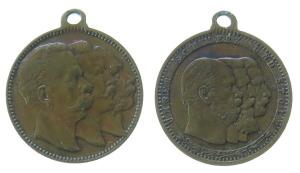 Wilhelm I. - Friedrich III. und Wilhelm II - Umberto I. Wilhelm II. und Franz Joseph - o.J. - tragbare Medaille  ss