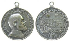 Ludwig III. (1913-1918) - auf die Jahrhundertfeier der kgl.-bayr. Ingenieurtruppen - 1913 - tragbare Medaille  ss+