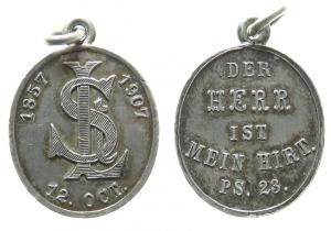 Der Herr ist mein Hirte - 1857 - 1907 - 1907 - tragbare Medaille  ss+