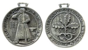 Kriegsende - unser Vaterland soll neu erstehen - 1945 - tragbare Medaille  vz