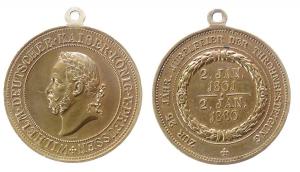 Wilhelm I (1797-1888) - auf die 25. Jahrfeier der Thronbesteigung - 1886 - tragbare Medaille  vz