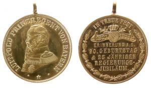 Luitpold (1886-1912) - auf seinen 90. Geburtstag - 1911 - tragbare Medaille  vz-stgl