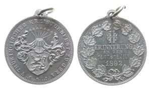 Gera - auf das V. Thüringische Kreisturnfest - 1892 - tragbare Medaille  ss+