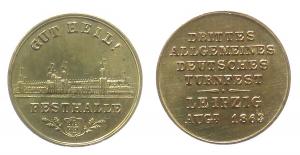 Leipzig - auf das 3. Allgemeine Turnfest - 1863 - Medaille  vz