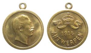 Wilhelm II (1888-1918) - auf die Einnahme von Antwerpen - 1914 - tragbare Medaille  fast vz