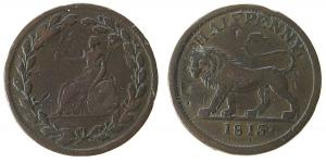Löwe - Britannia - 1813 - 1/2 Penny Token  fast ss