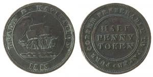 Trade & Navigation - 1813 - 1/2 Penny Token  ss
