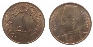 Ägypten - Egypt - 1950 - 1 Millimes  vz-unc