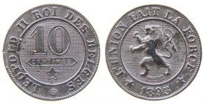 Belgien - Belgium - 1895 - 10 Centimes  ss