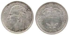 Belgien - Belgium - 1935 - 20 Francs  vz-unc