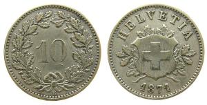 Schweiz - Switzerland - 1871 - 10 Rappen  ss+