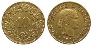 Schweiz - Switzerland - 1919 - 10 Rappen  ss-vz